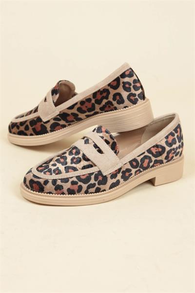 Süet Garnili Kadife Leopar Loafer TEN