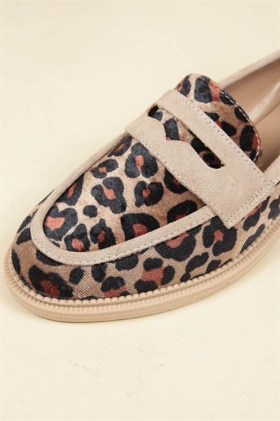 Süet Garnili Kadife Leopar Loafer TEN