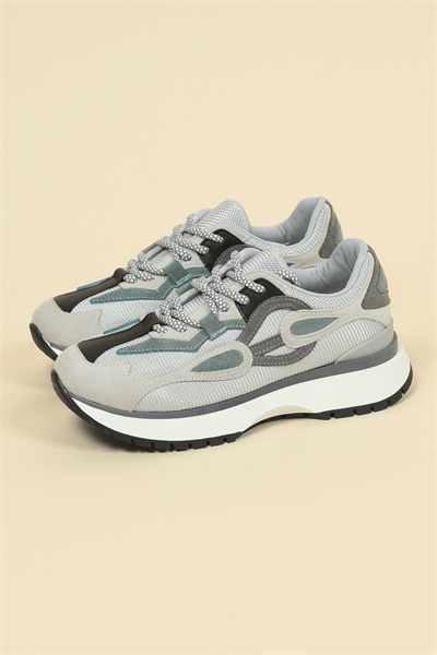 Süet Garnili Kadın Spor Ayakkabı MULTİ GRİ
