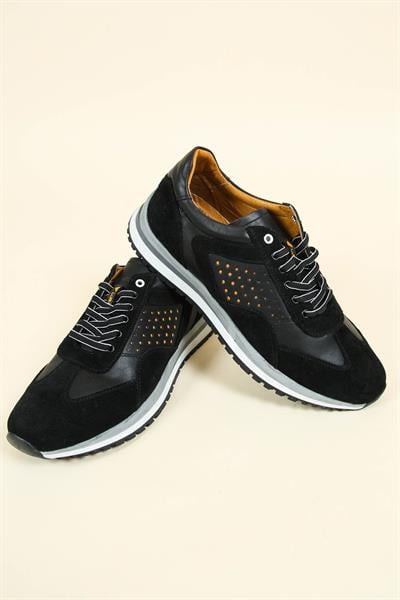 Süet Ve Cilt Garnili Bağcıklı Erkek Casual Ay