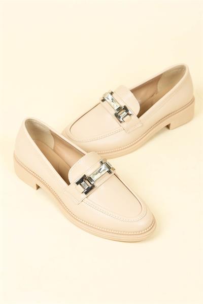 Taş Aksesuarlı Cilt Loafer TEN