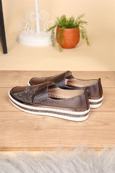 Taş Aksesuarlı Lastikli Sneakers PLATİN