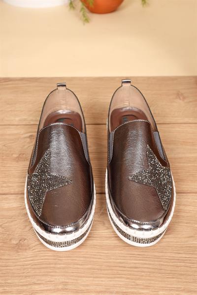 Taş Aksesuarlı Lastikli Sneakers PLATİN