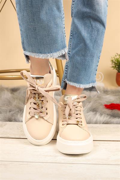 Taş Aksesuarlı Sneakers KREM