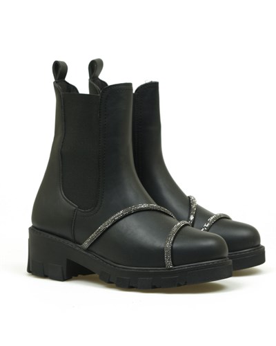 Taş Biyeli Lastikli Bot SİYAH