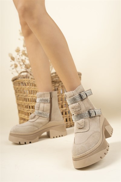 Taş Detaylı Süet Bot-TEN