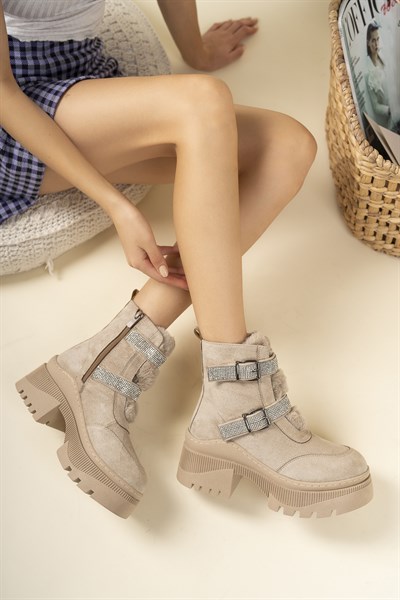 Taş Detaylı Süet Bot-TEN