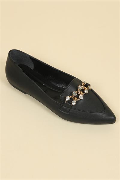 Taşlı Zincirli Babet SİYAH