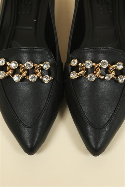 Taşlı Zincirli Babet SİYAH