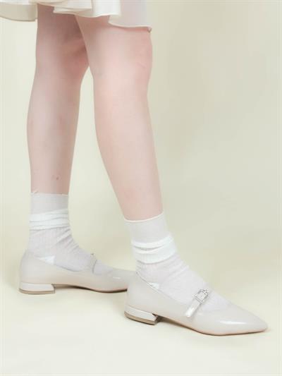 Tek Bant Detaylı Alçak Topuklu Babet BEJ