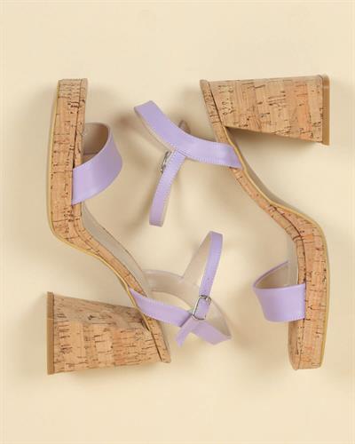 Tek Bant Mantar Topuklu Ayakkabı LİLA