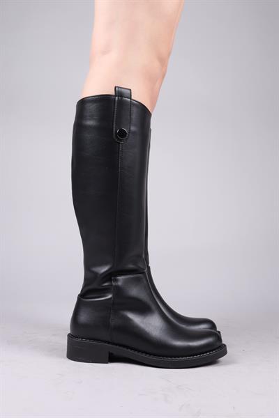 TERIGA Düğme Aksesuarlı Düz Çizme SİYAH