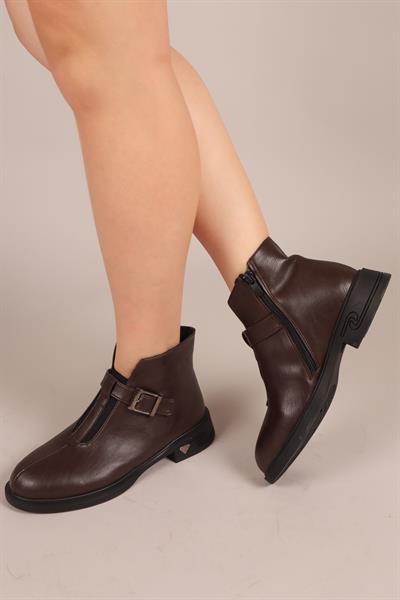 TESLA Yan Kemerli Bot KAHVERENGİ