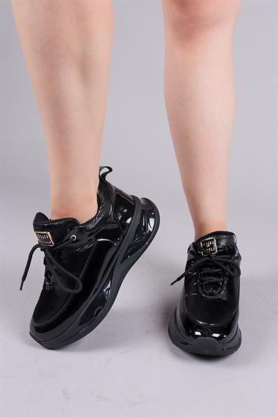 TİROL Rugan Garnili Paraşüt Spor Ayakkabı SİYAH