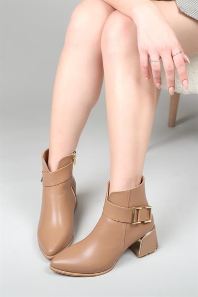 LİBERTA Toka Aksesuarlı Topuk Detaylı Bot  SÜTLÜ KAHVE