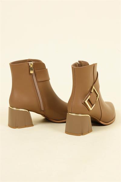 LİBERTA Toka Aksesuarlı Topuk Detaylı Bot  SÜTLÜ KAHVE