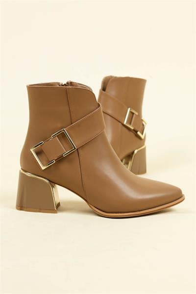 LİBERTA Toka Aksesuarlı Topuk Detaylı Bot  SÜTLÜ KAHVE