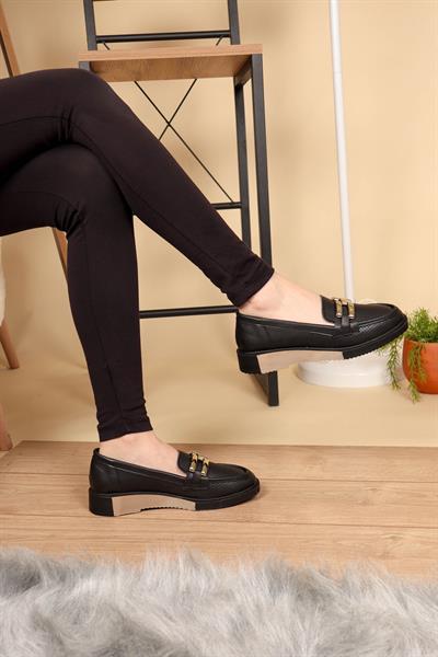 Tokalı Delikli Loafer SİYAH