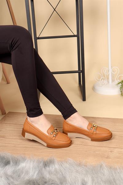 Tokalı Delikli Loafer TABA