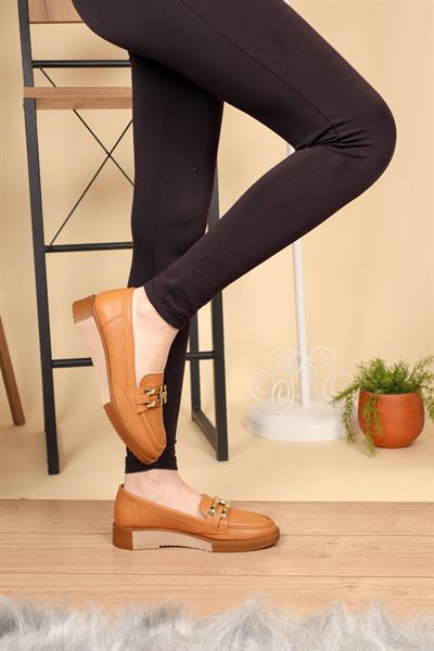 Tokalı Delikli Loafer TABA