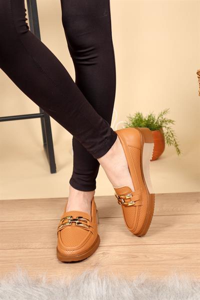 Tokalı Delikli Loafer TABA
