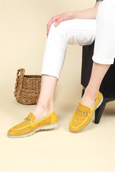 Tokalı Süet-Cilt Loafer HARDAL