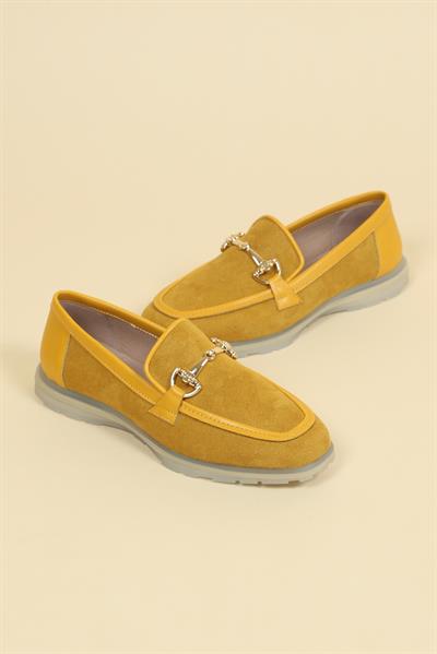 Tokalı Süet-Cilt Loafer HARDAL