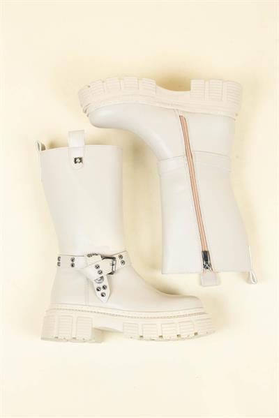 Trok Kemerli Düz Yarım Çizme TAŞ