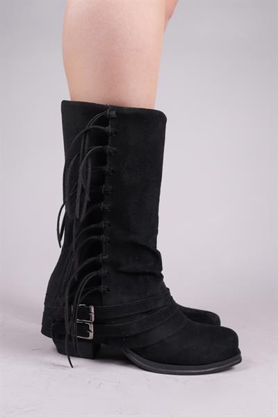 VAQUERO Püsküllü Yarım Çizme SİYAH