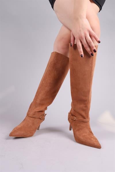 VAYZATA Kemerli Süet Çekme Çizme TABA
