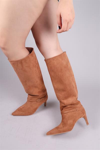 VAYZATA Kemerli Süet Çekme Çizme TABA