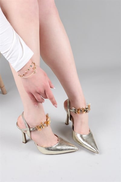 VİACHA Kelebek Tokalı Arkası Açık Stiletto GOLD
