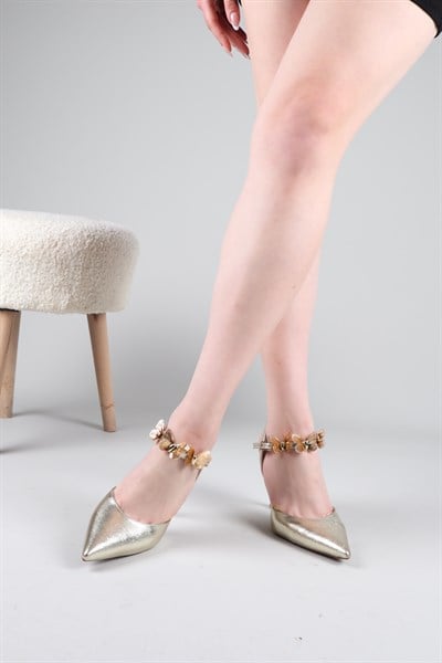 VİACHA Kelebek Tokalı Arkası Açık Stiletto GOLD