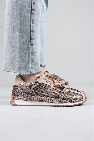 ZIMEJA Yılan Desenli Sneakers BEJ