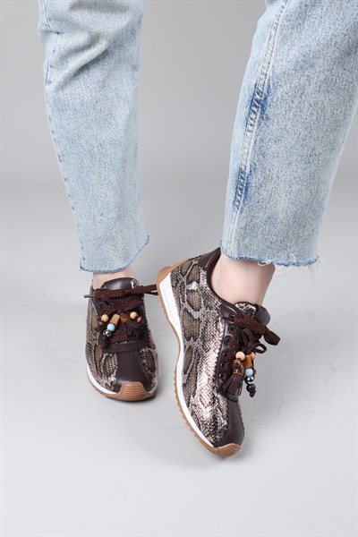 ZIMEJA Yılan Desenli Sneakers KAHVERENGİ