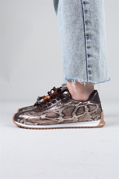 ZIMEJA Yılan Desenli Sneakers KAHVERENGİ