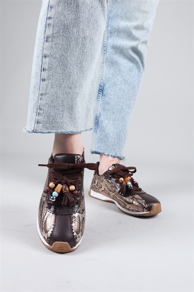 ZIMEJA Yılan Desenli Sneakers KAHVERENGİ