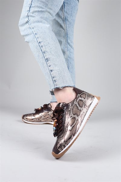 ZIMEJA Yılan Desenli Sneakers KAHVERENGİ