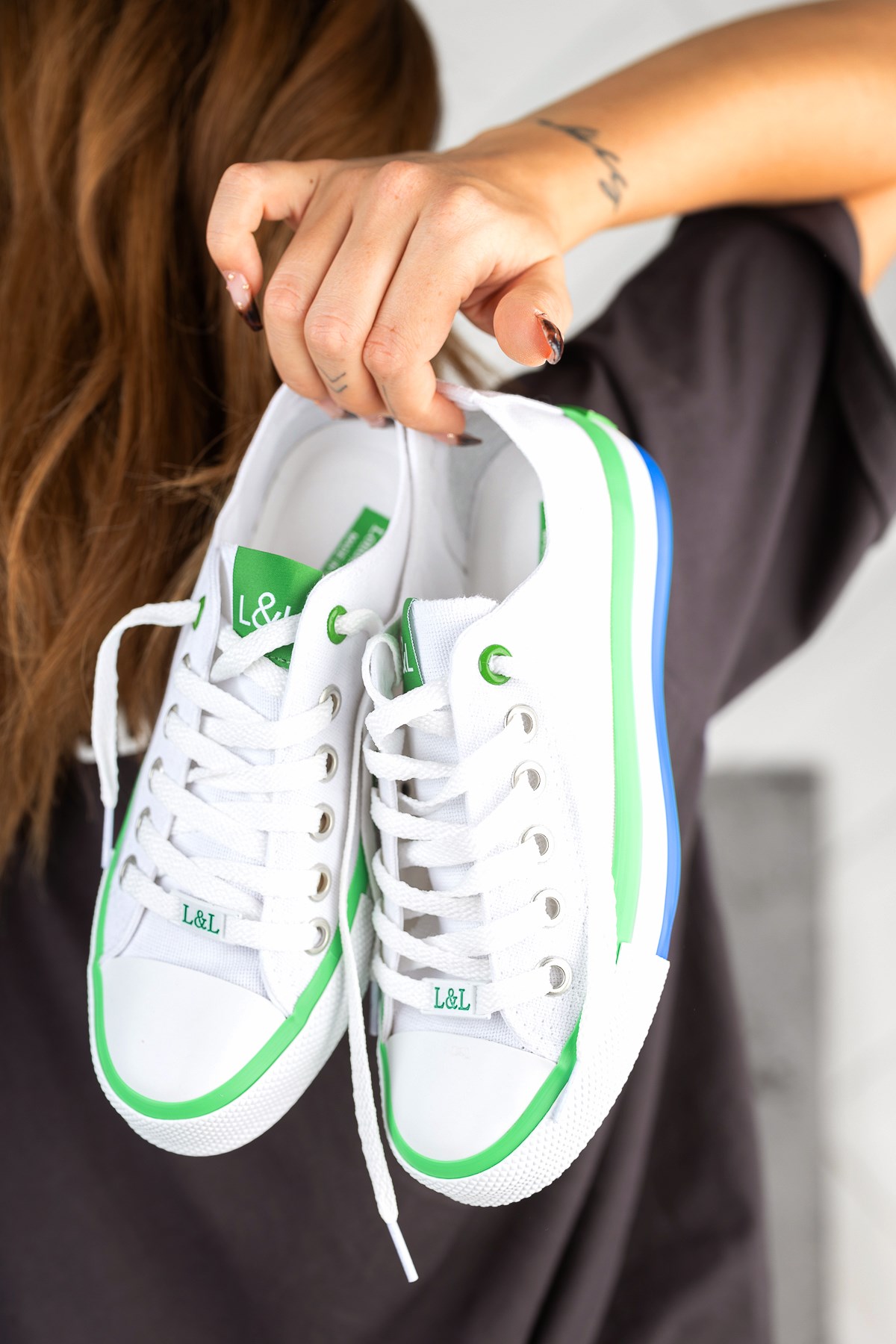 L&L Beyaz-Yeşil Kadın Sneakers