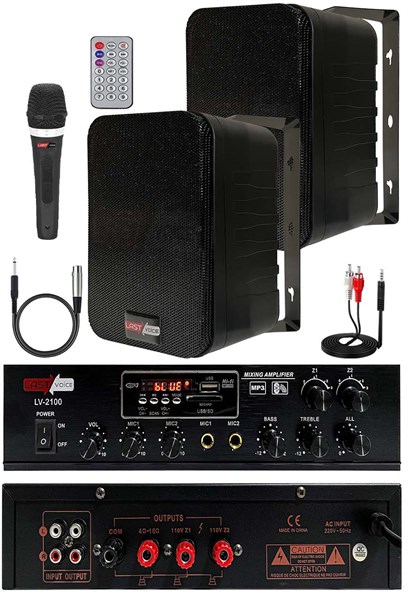 Lastvoice Black Soft Paket-1 Hoparlör Anfi Mikrofon Mağaza Ses Sistemi Seti