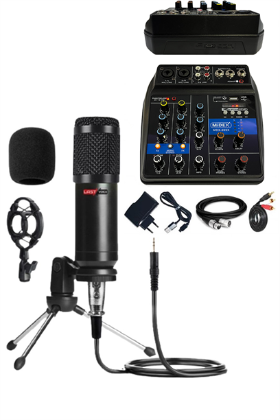 Lastvoice BM800MDX Condenser Mikrofon Phantomlu Kayıt Mikseri Seti