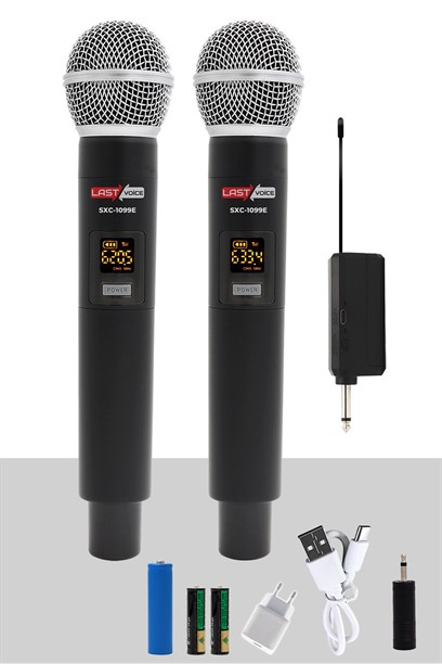 Lastvoice SXC-1099E Şarjlı ÇİFTLİ EL Telsiz Kablosuz Mikrofon UHF