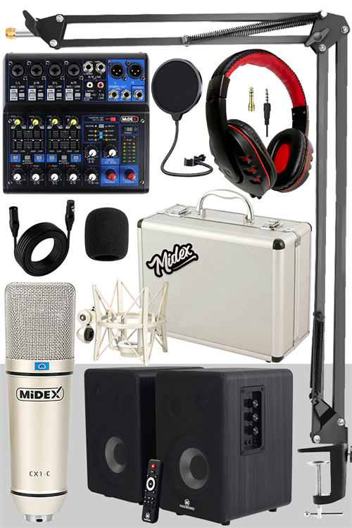 Midex Referans Paket-2 Maxword Monitör Ses Kartı CX1 Mikrofon Stand