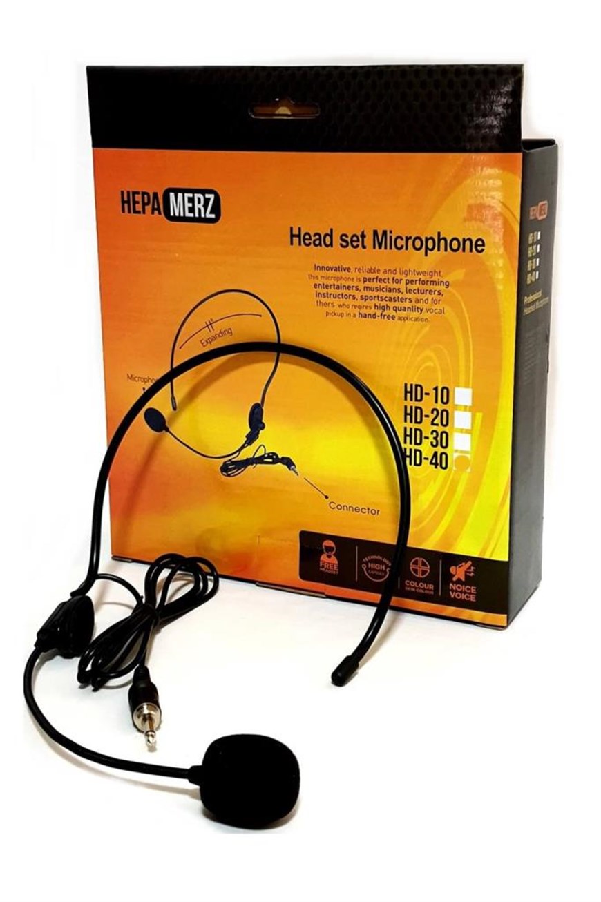 Hepa Merz HD-40 Headset Kafa Mikrofon (3.5 mm İçten Vidalı Bel Pedleri İle  Uyumlu)
