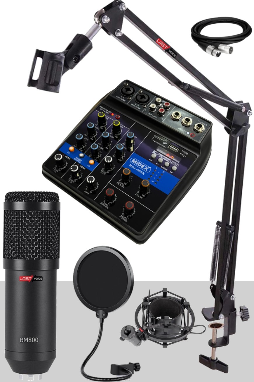 Lastvoice BM800 Mikrofon Phantomlu Mikser + Stand + Filtre Set