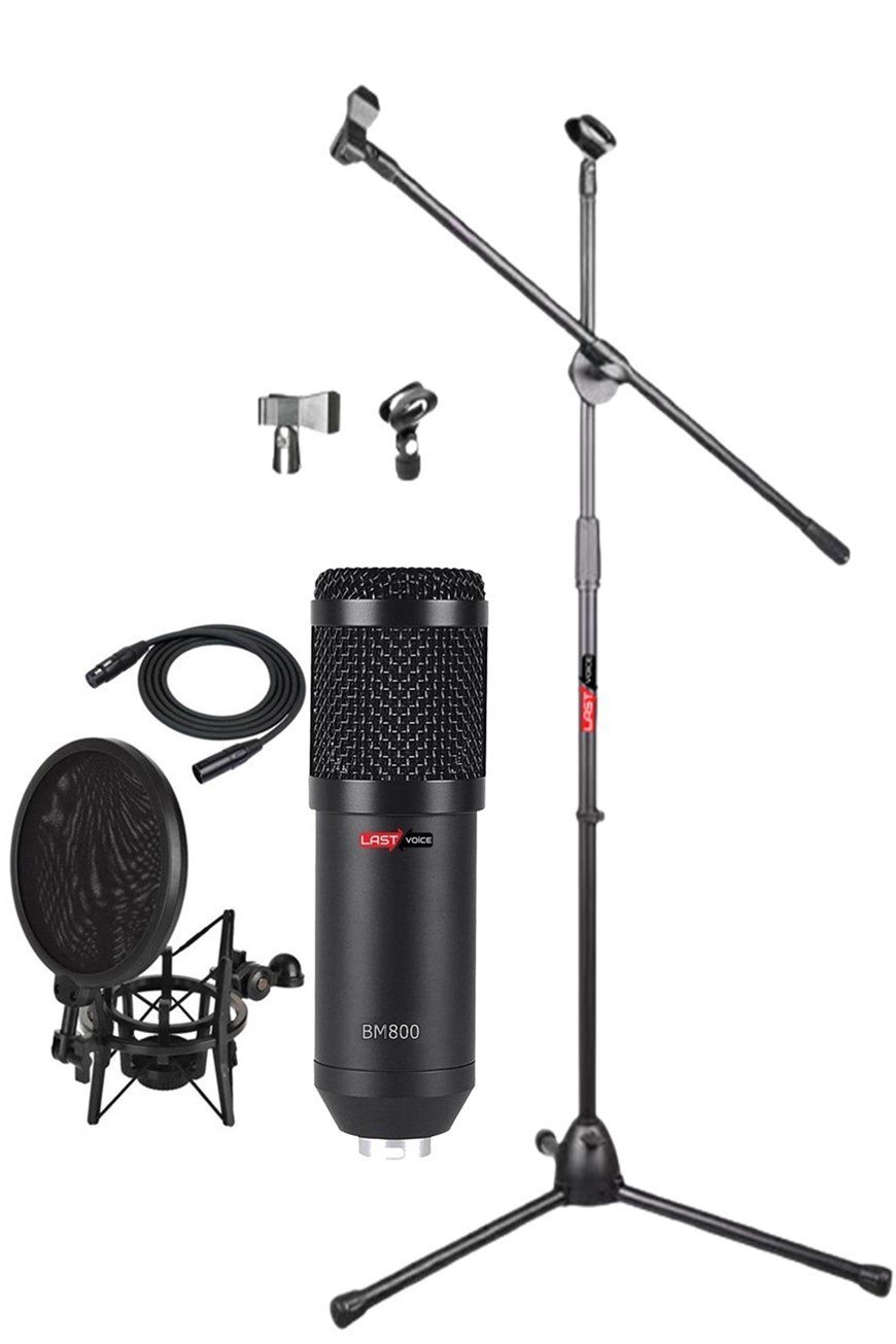 Lastvoice BM800 Mikrofon + Stand + Sh-101 Shock Mount Filtre Set