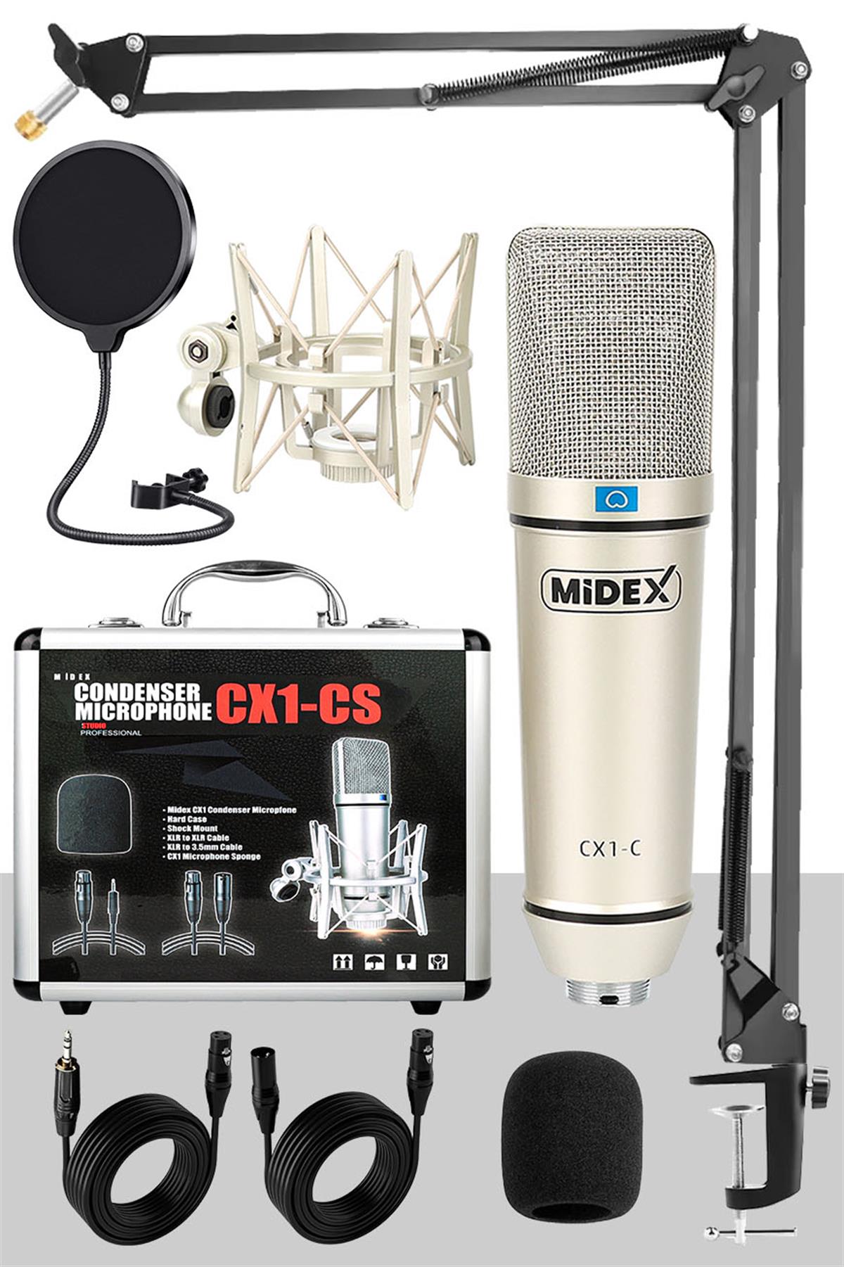Midex CX1 STA Condenser Stüdyo Ses Kayıt Mikrofon Seti