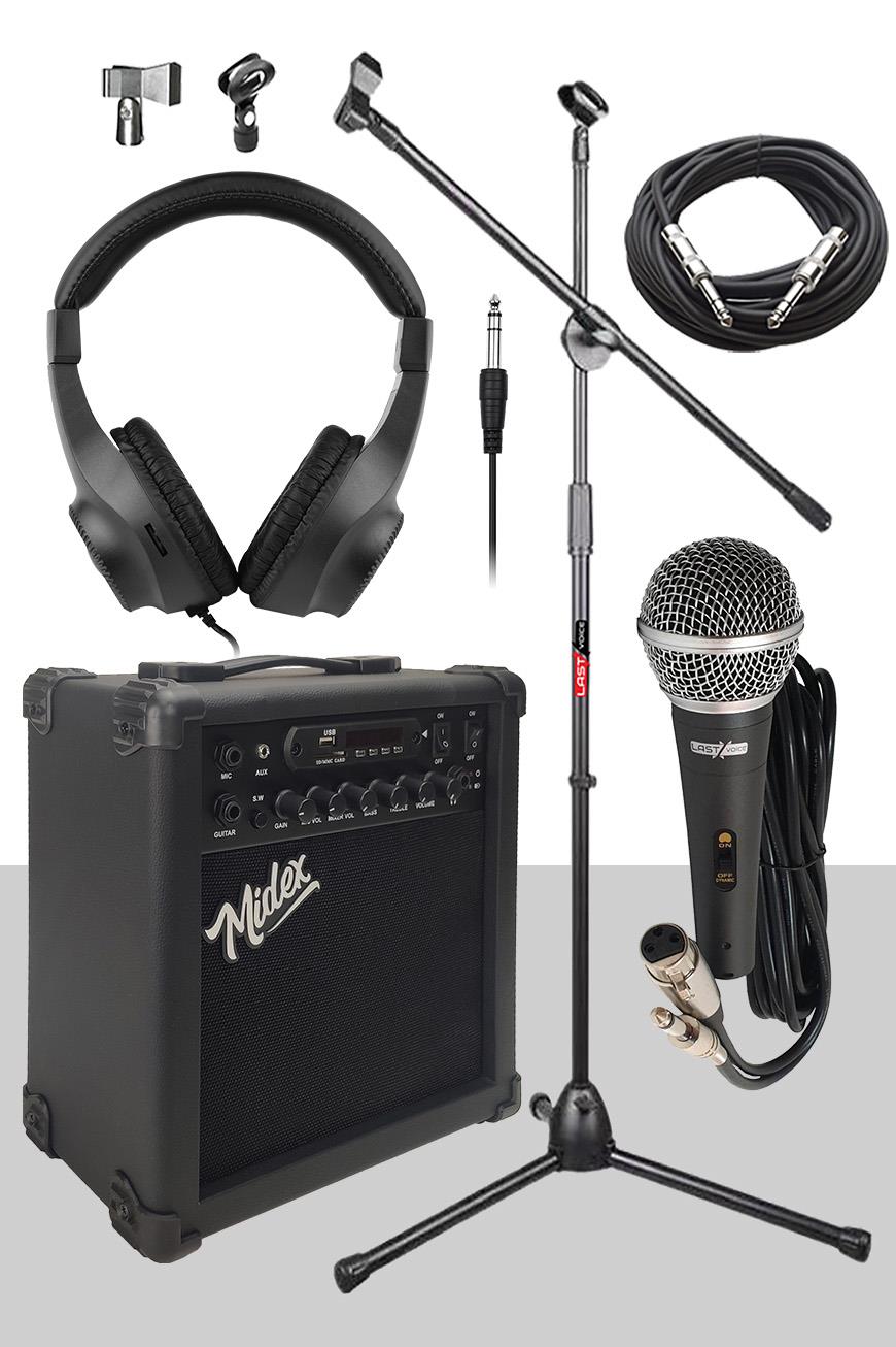 Midex MGA-25BK-PAK Elektro Gitar Amfisi 25 Watt USB Bluetooth ve Şarjlı