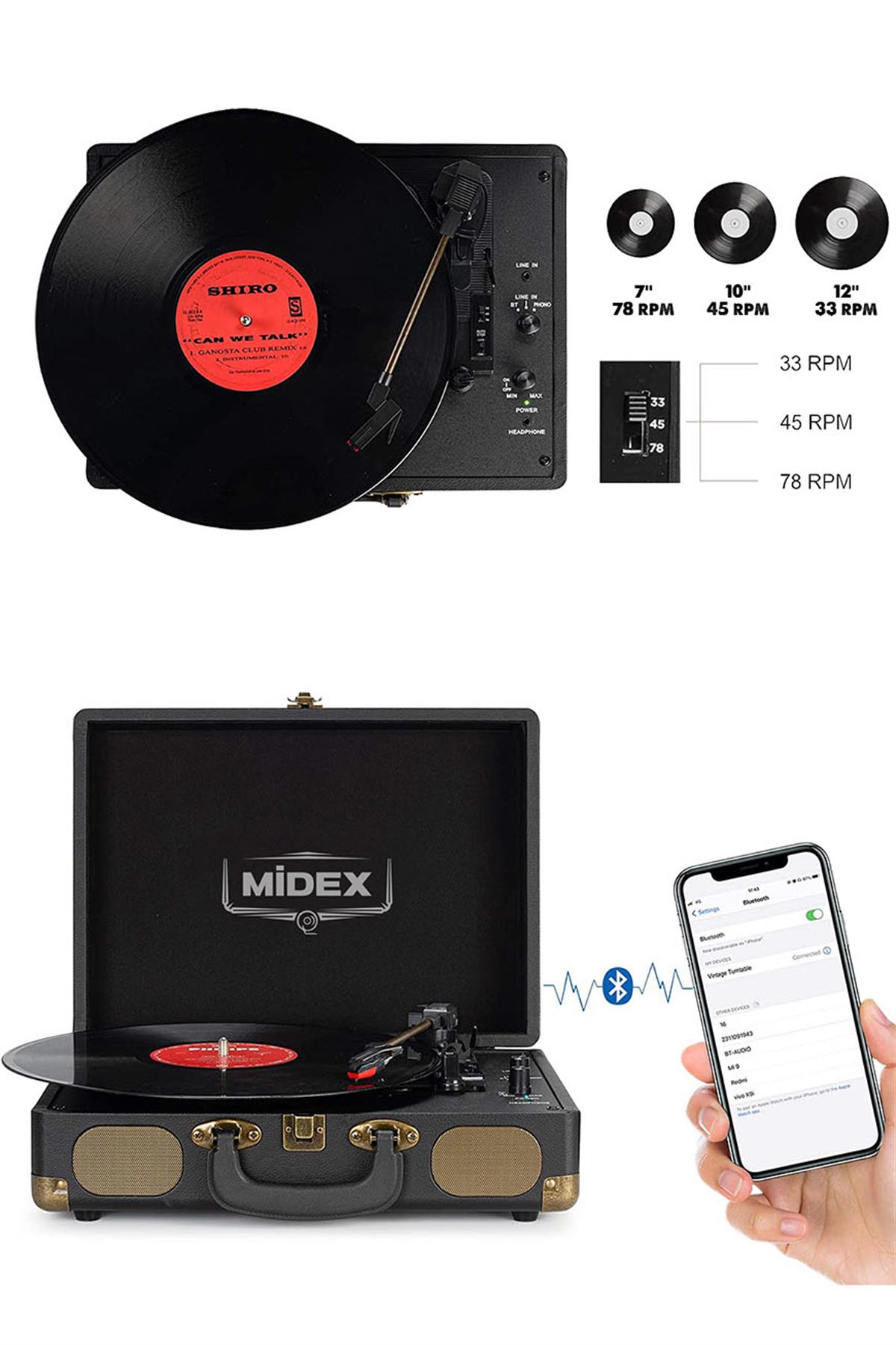 Midex Mtx-100 BK Pikap Plak Çalar Fiyatları 399 TL Ücretsiz Kargo