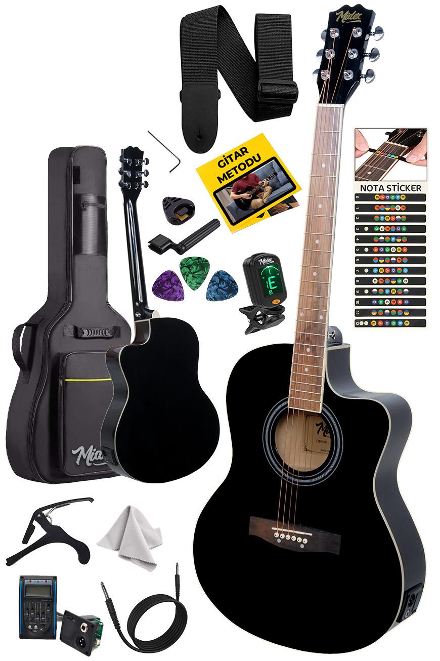 Midex XC-300BKX-EQ Profesyonel Siyah Elektro Akustik Gitar 4/4 Yetişkin Üst  Segment
